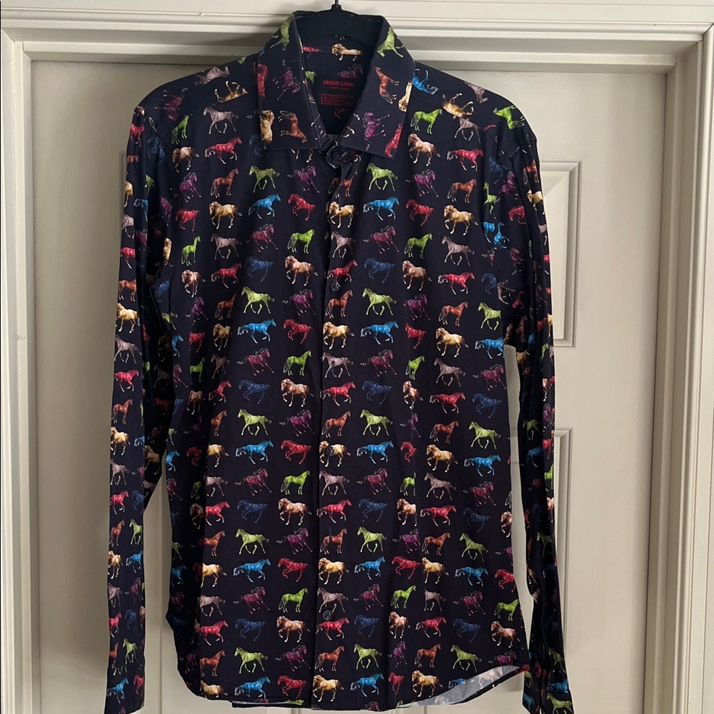 Jared Lang Horses Long Sleeve Button Down Mens M